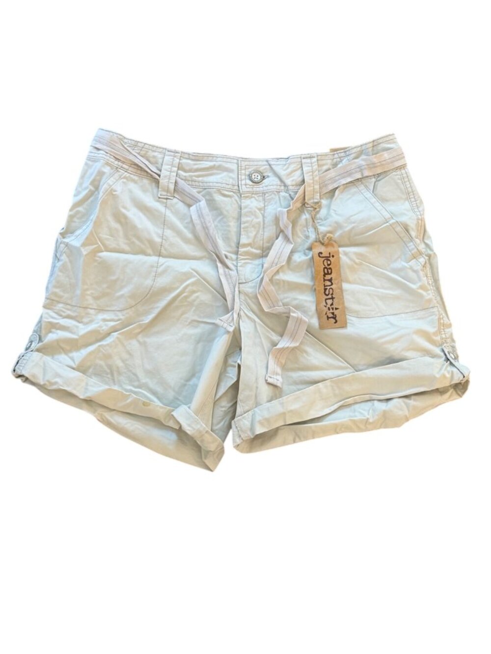 Vintage Y2K Jeanstar Womens Casual White Cotton Shorts Size 14 With Adjustable D